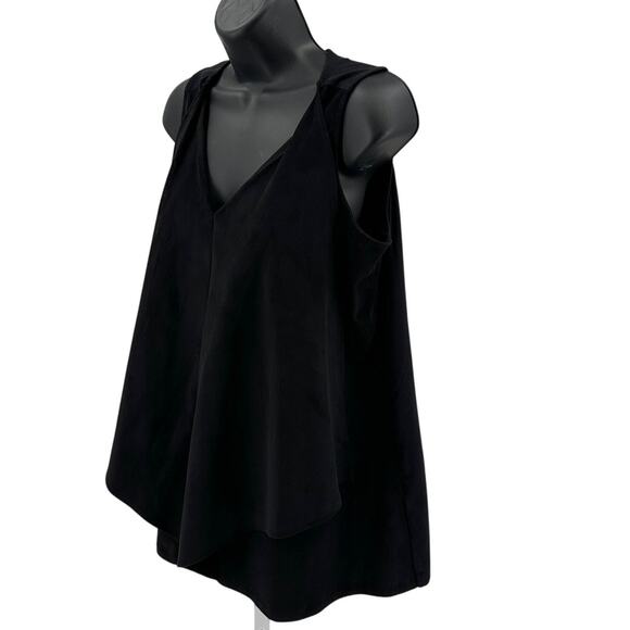 DG2 Diane Gilman Top WMNS L Pullover V-Neck Black Sleeveless Layered Stretchy - Picture 3 of 7
